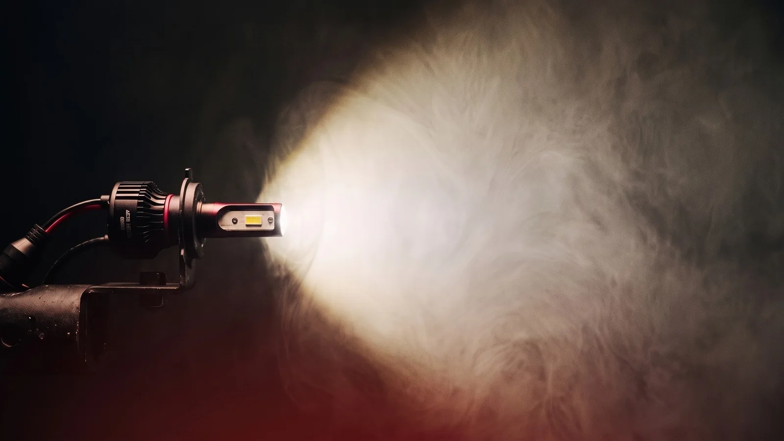 The bulb throwing a focused beam with a sharp cut-off