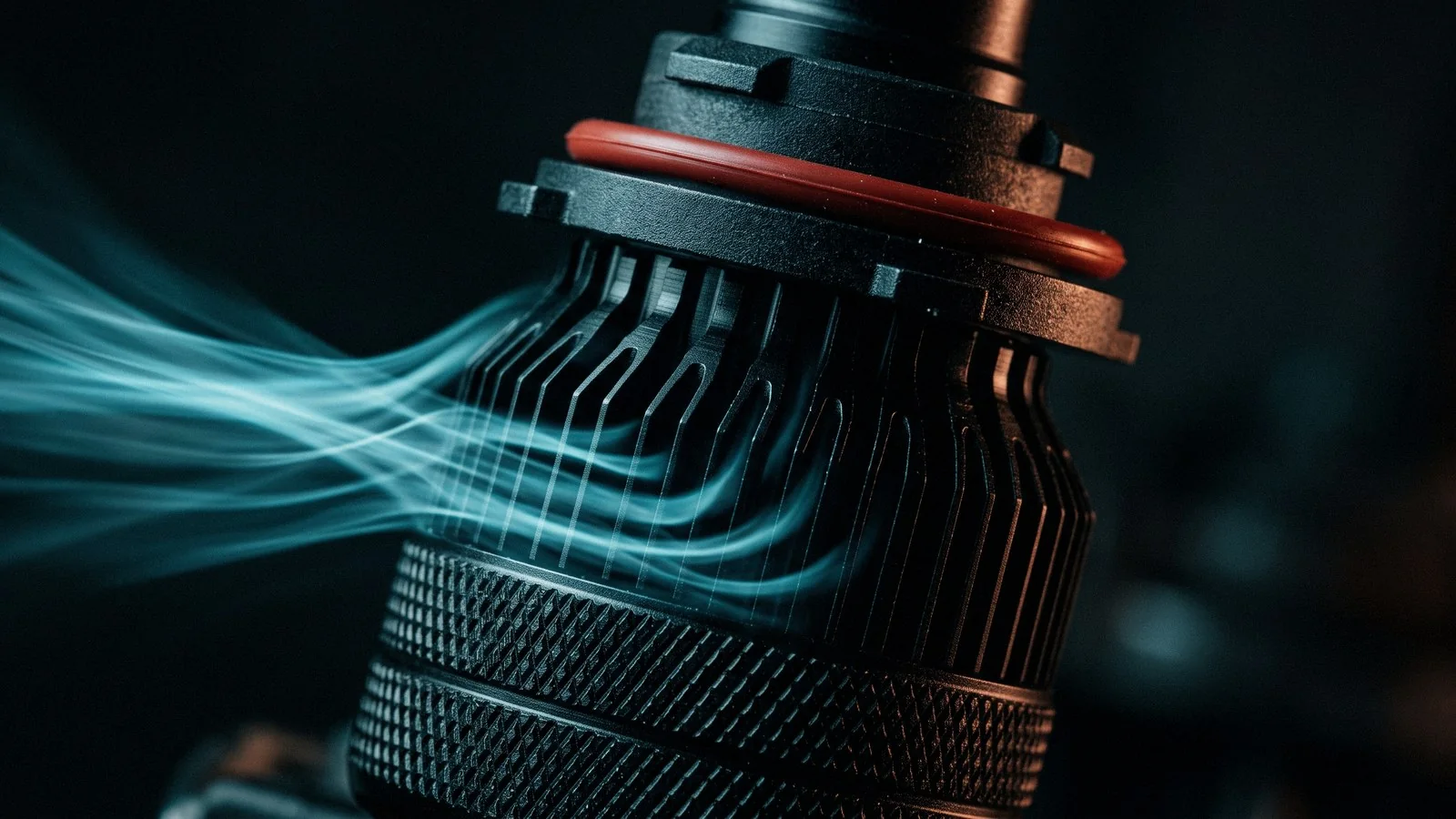 Airflow over the finned heatsink