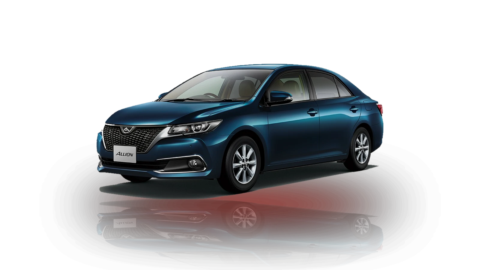 Toyota Allion lit by red LED underglow